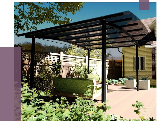 Навесы для террасы в Первоуральске от 13124 руб. под ключ | ПРОЛЁТ-Прв