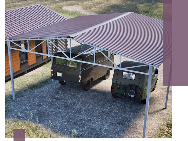 Двускатные навесы под ключ в Первоуральске — изготовление и монтаж